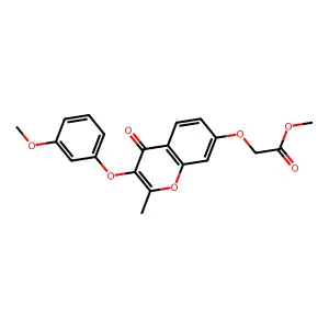 methyl 2-{[3-(3-methoxyphenoxy)-2-methyl-4-oxo-4H-chromen-7-yl]oxy}acetate structure