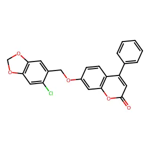 7-[(6-chloro-1,3-benzodioxol-5-yl)methoxy]-4-phenyl-2H-chromen-2-one structure