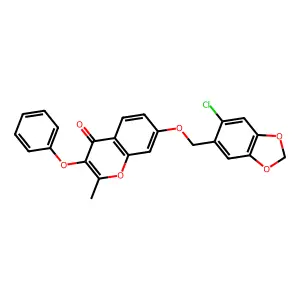 7-[(6-chloro-1,3-benzodioxol-5-yl)methoxy]-2-methyl-3-phenoxy-4H-chromen-4-one structure