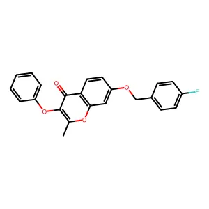 7-[(4-fluorobenzyl)oxy]-2-methyl-3-phenoxy-4H-chromen-4-one structure