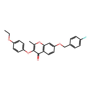 3-(4-ethoxyphenoxy)-7-[(4-fluorobenzyl)oxy]-2-methyl-4H-chromen-4-one structure