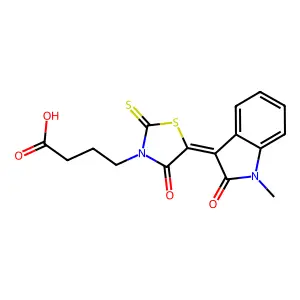 4-(5-(1-methyl-2-oxoindolin-3-ylidene)-4-oxo-2-thioxothiazolidin-3-yl)butanoic acid structure