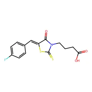 (Z)-4-(5-(4-fluorobenzylidene)-4-oxo-2-thioxothiazolidin-3-yl)butanoic acid structure
