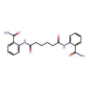 N,N'-bis(2-carbamoylphenyl)hexanediamide structure