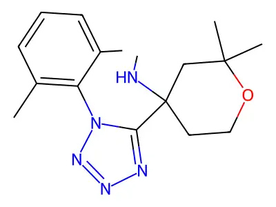 4-[1-(2,6-dimethylphenyl)tetrazol-5-yl]-N,2,2-trimethyloxan-4-amine structure