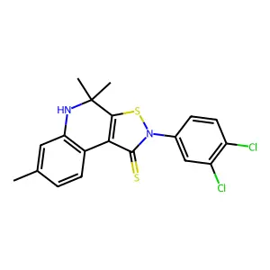 2-(3,4-dichlorophenyl)-4,4,7-trimethyl-4,5-dihydroisothiazolo[5,4-c]quinoline-1(2H)-thione structure