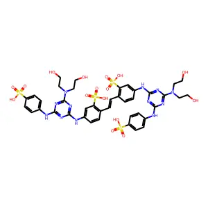 4,4'-Bis[2-(diethanolamino)-4-(4'-sulphoanilino)-s-triazin-6-ylamino]stilbene-2,2'-disulfonic acid structure
