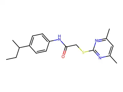 N-[4-(sec-butyl)phenyl]-2-[(4,6-dimethyl-2-pyrimidinyl)sulfanyl]acetamide structure
