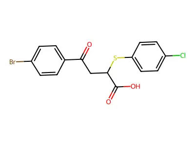 4-(4-Bromophenyl)-2-[(4-chlorophenyl)sulfanyl]-4-oxobutanoic acid structure