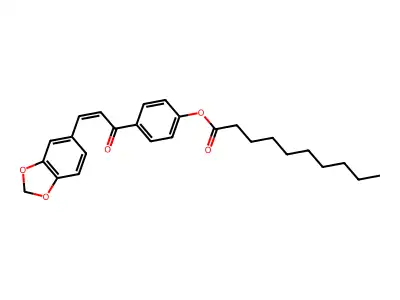 4-[3-(1,3-Benzodioxol-5-yl)acryloyl]phenyl decanoate structure