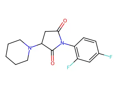 1-(2,4-difluorophenyl)-3-piperidinodihydro-1H-pyrrole-2,5-dione structure