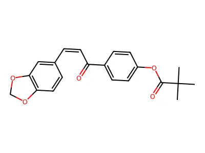 [4-[3-(1,3-Benzodioxol-5-yl)prop-2-enoyl]phenyl] 2,2-dimethylpropanoate structure