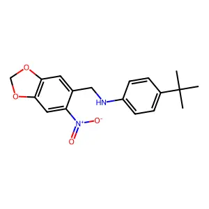 4-(tert-butyl)-N-[(6-nitro-1,3-benzodioxol-5-yl)methyl]aniline structure