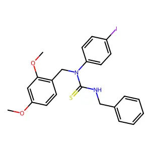 N'-benzyl-N-(2,4-dimethoxybenzyl)-N-(4-iodophenyl)thiourea structure