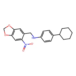 4-cyclohexyl-N-[(6-nitro-1,3-benzodioxol-5-yl)methyl]aniline structure