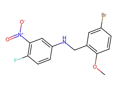 N-(5-bromo-2-methoxybenzyl)-4-fluoro-3-nitroaniline structure