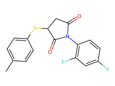 1-(2,4-Difluorophenyl)-3-[(4-methylphenyl)sulfanyl]pyrrolidine-2,5-dione structure