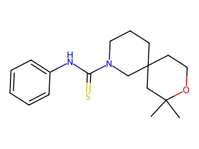 8,8-dimethyl-N-phenyl-9-oxa-2-azaspiro[5.5]undecane-2-carbothioamide structure