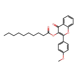 2-(4-methoxyphenyl)-4-oxo-4H-chromen-3-yl decanoate structure