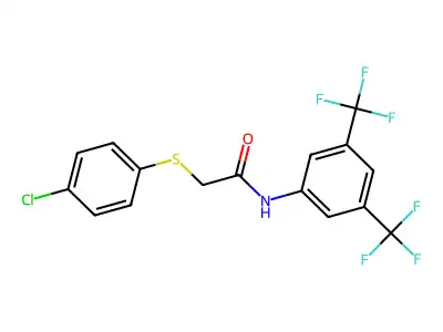 N-[3,5-bis(trifluoromethyl)phenyl]-2-[(4-chlorophenyl)sulfanyl]acetamide structure