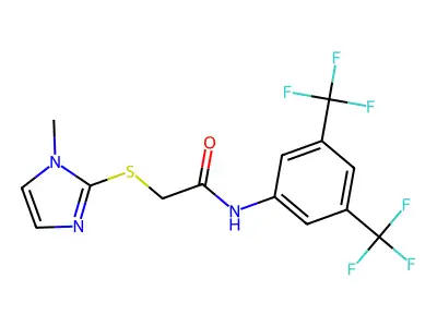 N-[3,5-bis(trifluoromethyl)phenyl]-2-[(1-methyl-1H-imidazol-2-yl)sulfanyl]acetamide structure