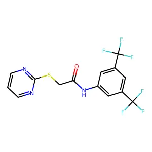 N-[3,5-bis(trifluoromethyl)phenyl]-2-pyrimidin-2-ylthioacetamide structure