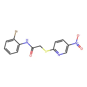 N-(2-bromophenyl)-2-(5-nitropyridin-2-yl)sulfanylacetamide structure