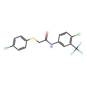 2-[(4-chlorophenyl)sulfanyl]-N-[4-chloro-3-(trifluoromethyl)phenyl]acetamide structure