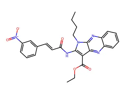 ethyl 1-butyl-2-[[(E)-3-(3-nitrophenyl)prop-2-enoyl]amino]pyrrolo[3,2-b]quinoxaline-3-carboxylate structure