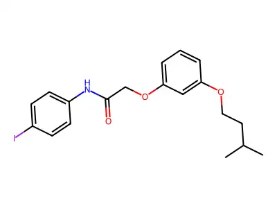 N-(4-iodophenyl)-2-[3-(3-methylbutoxy)phenoxy]acetamide structure