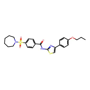 4-(azepan-1-ylsulfonyl)-N-(4-(4-propoxyphenyl)thiazol-2-yl)benzamide structure