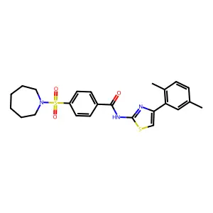 4-(azepan-1-ylsulfonyl)-N-(4-(2,5-dimethylphenyl)thiazol-2-yl)benzamide structure