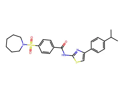 4-(azepan-1-ylsulfonyl)-N-(4-(4-isopropylphenyl)thiazol-2-yl)benzamide structure