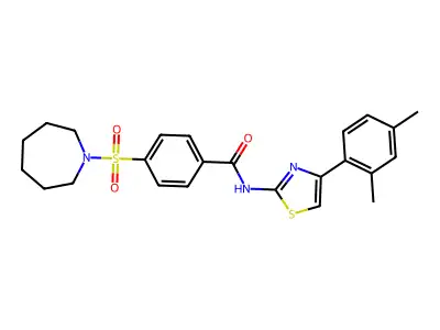 4-(azepan-1-ylsulfonyl)-N-(4-(2,4-dimethylphenyl)thiazol-2-yl)benzamide structure