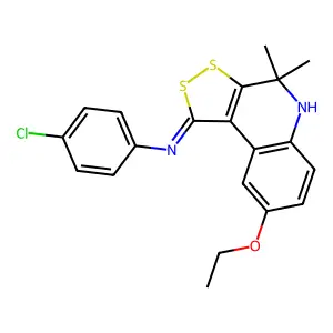 N-(4-chlorophenyl)-8-ethoxy-4,4-dimethyl-5H-dithiolo[3,4-c]quinolin-1-imine structure