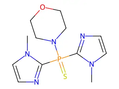 Bis(1-methylimidazol-2-yl)-morpholino-thioxo-phosphorane structure