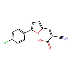 (Z)-3-(5-(4-chlorophenyl)furan-2-yl)-2-cyanoacrylic acid structure