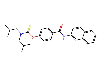 O-[4-(naphthalen-2-ylcarbamoyl)phenyl] bis(2-methylpropyl)carbamothioate structure