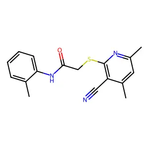2-((3-Cyano-4,6-dimethylpyridin-2-yl)thio)-N-(o-tolyl)acetamide structure