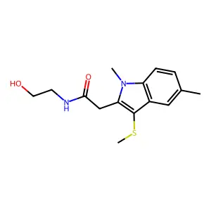 1H-Indole-2-acetamide, N-(2-hydroxyethyl)-1,5-dimethyl-3-(methylthio)- structure