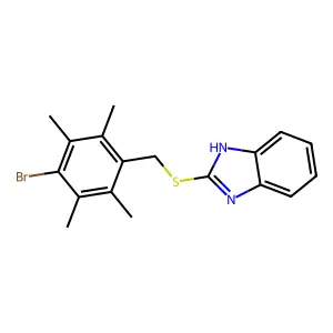 2-[(4-bromo-2,3,5,6-tetramethylbenzyl)sulfanyl]-1H-benzimidazole structure