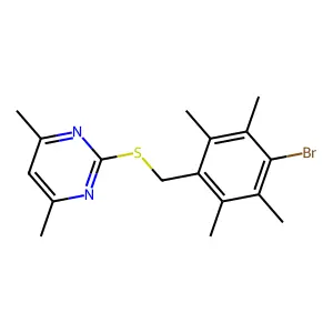 2-[(4-Bromo-2,3,5,6-tetramethylbenzyl)sulfanyl]-4,6-dimethylpyrimidine structure