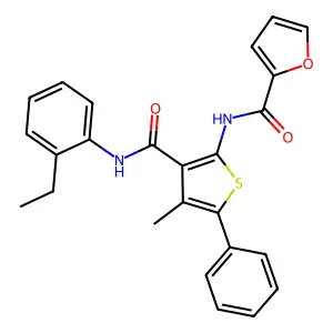 N-[3-[(2-ethylphenyl)carbamoyl]-4-methyl-5-phenylthiophen-2-yl]furan-2-carboxamide structure