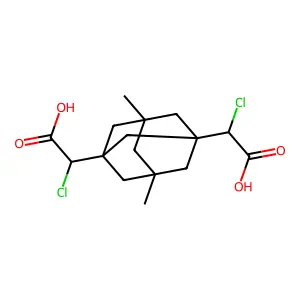 2-[3-[Carboxy(chloro)methyl]-5,7-dimethyl-1-adamantyl]-2-chloroacetic acid structure