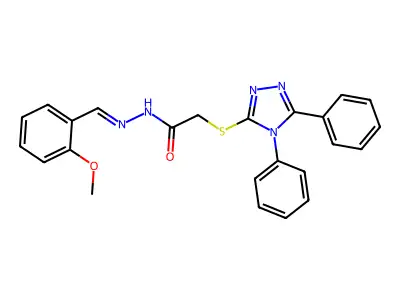 2-[(4,5-diphenyl-4H-1,2,4-triazol-3-yl)sulfanyl]-N'-[(E)-(2-methoxyphenyl)methylidene]acetohydrazide structure