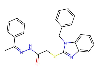 2-[(1-benzyl-1H-benzimidazol-2-yl)sulfanyl]-N'-[(1E)-1-phenylethylidene]acetohydrazide structure