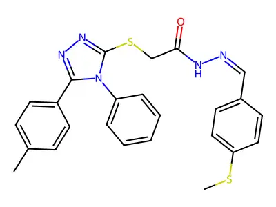 2-{[5-(4-methylphenyl)-4-phenyl-4H-1,2,4-triazol-3-yl]sulfanyl}-N'-{(E)-[4-(methylsulfanyl)phenyl]methylidene}acetohydrazide structure
