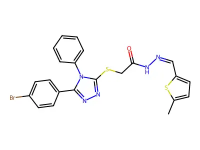 2-{[5-(4-bromophenyl)-4-phenyl-4H-1,2,4-triazol-3-yl]sulfanyl}-N'-[(E)-(5-methyl-2-thienyl)methylidene]acetohydrazide structure