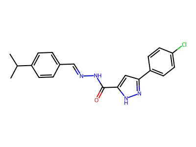 (E)-3-(4-chlorophenyl)-N'-(4-isopropylbenzylidene)-1H-pyrazole-5-carbohydrazide structure
