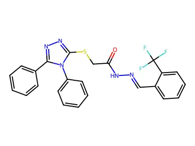 (Z)-2-((4,5-diphenyl-4H-1,2,4-triazol-3-yl)thio)-N'-(2-(trifluoromethyl)benzylidene)acetohydrazide structure